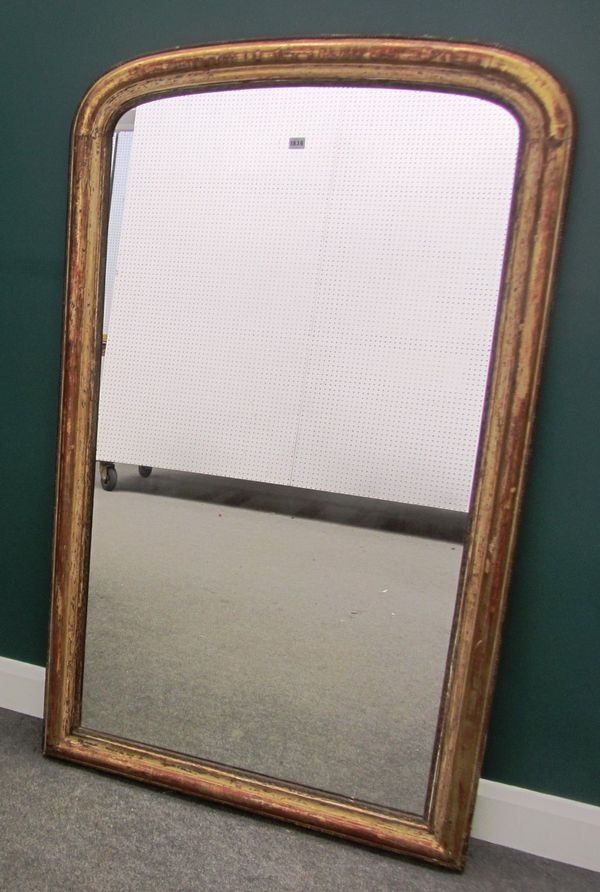 A 19th century and later gilt framed arch top wall mirror, 101cm x 171cm.