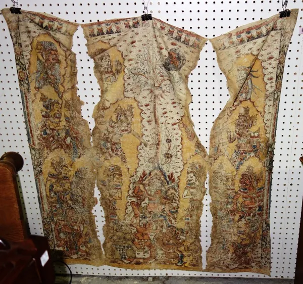 A temple cloth in Balinese style, decorated with figures. (a.f)  A6