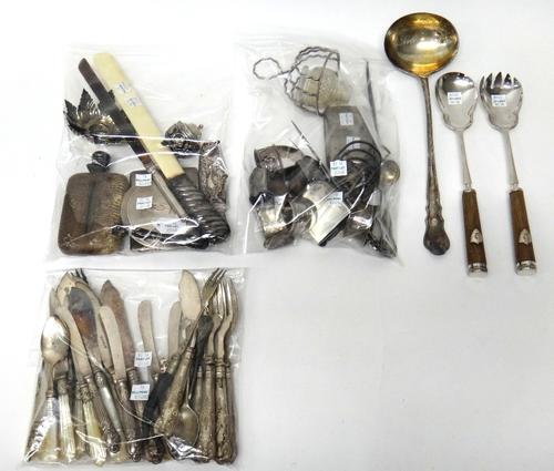 Silver and silver mounted wares, comprising; a Victorian spirit flask, London 1891, a rectangular cigarette case, with engine turned decoration, a cir