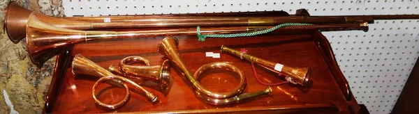 A quantity of 19th century and later copper horns.  A6