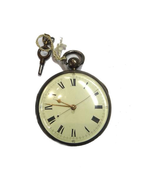 A George IV gentleman's silver cased, key wind, openfaced pocket watch, the gilt dust cover detailed Detach'd lever by H Kemshead, Manchester 529, the