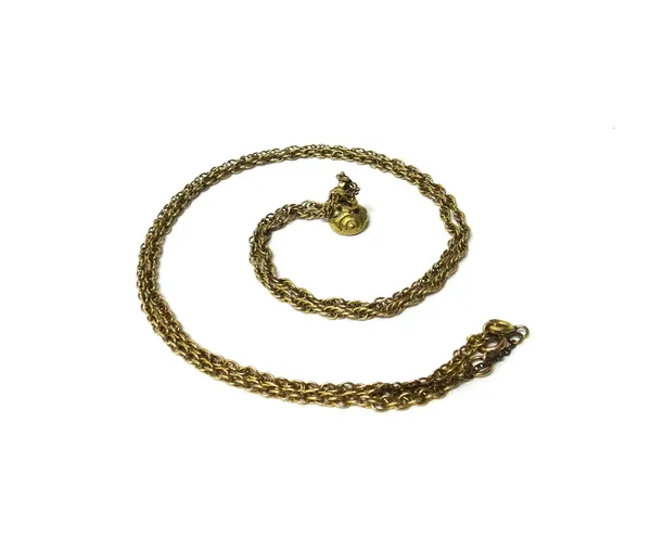 A Victorian cornelian set small pendant seal, with a gold multiple link neckchain, on a boltring clasp, combined gross weight 9 gms, (2).