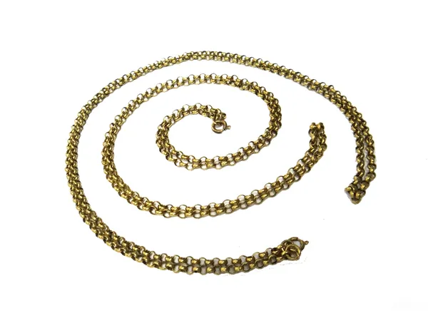 Two 9ct gold belcher link neckchains, with boltring clasps, combined weight 28.1 gms, (2).