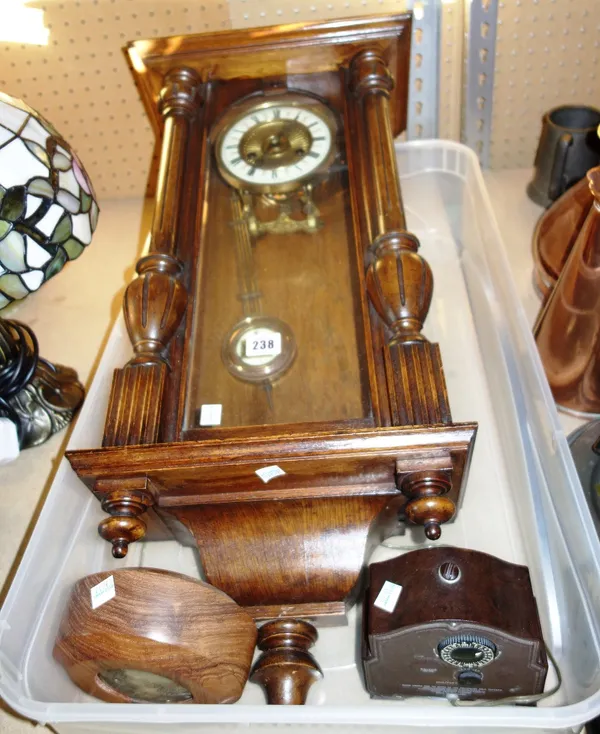 An oak cased Vienna style wall clock.   S1B