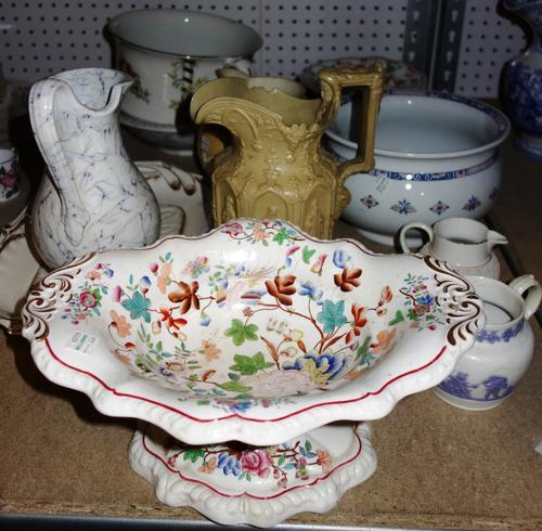 A quantity of ceramics including Doulton jugs, chamber pots, wash set, part dessert service and sundry. (qty)  S3M
