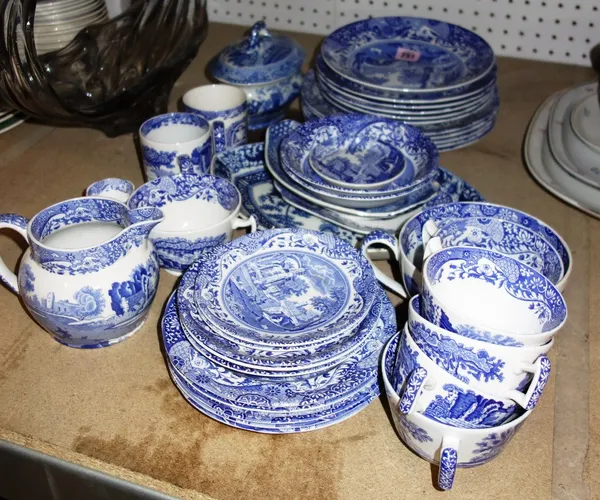 A quantity of blue and white Spode Italian pattern dinner and tea wares. S3M