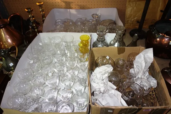 A quantity of 19th century and later glass including cut glass decanters, stemware and sundry. (qty)  S1B
