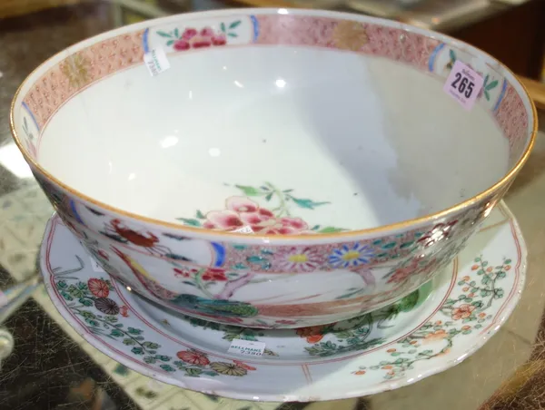 An oriental rose bowl, (a.f) and a Chinese plate.  CAB