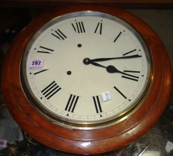 A 19th century mahogany cased drop dial wall clock.  CAB