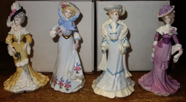 A group of four 20th century Coalport figures including; 'Rose, 'Phoebe', 'Catherine' and 'Eliza'. DIS