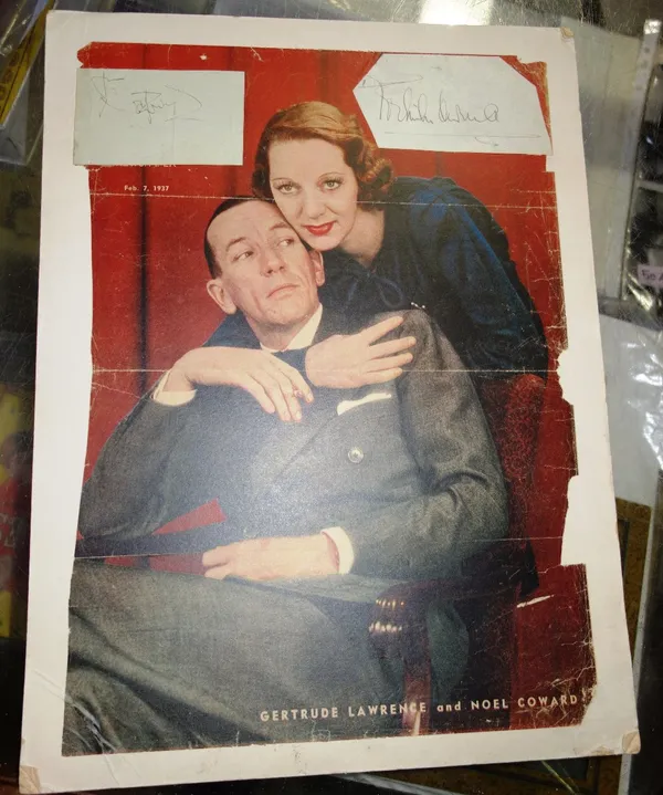 A magazine cover depicting Gertrude Lawrence and Noel Coward with signatures. All potential purchasers should satisfy themselves with authenticity of