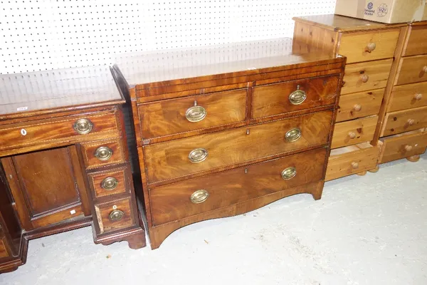 A 19th century mahogany chest of two short and two long drawers, 96cm wide.   E1