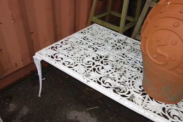 A 20th century white painted rectangular garden table. OUT