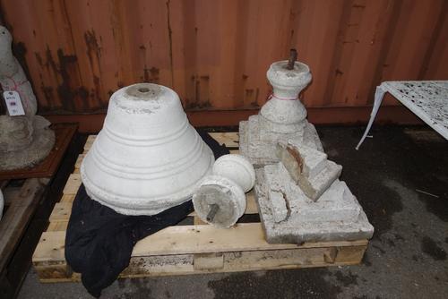 A pair of reconstituted stone, white painted urns. (2) (a.f.)  OUT