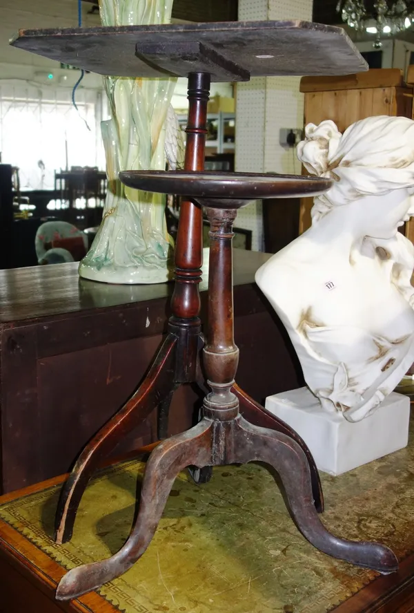 A 19th century mahogany tripod table and a wine table. (2)  H5