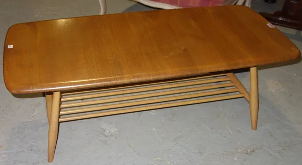 A mid-20th century ash and beech Ercol rectangular coffee table, 105cm wide. C2