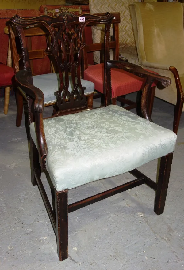 A George III mahogany carver armchair.   C4