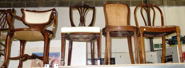 Four chairs, to comprise; two 18th century style side chairs, an Edwardian Burgomaster shape armchair and a French caned side chair (4). S3T