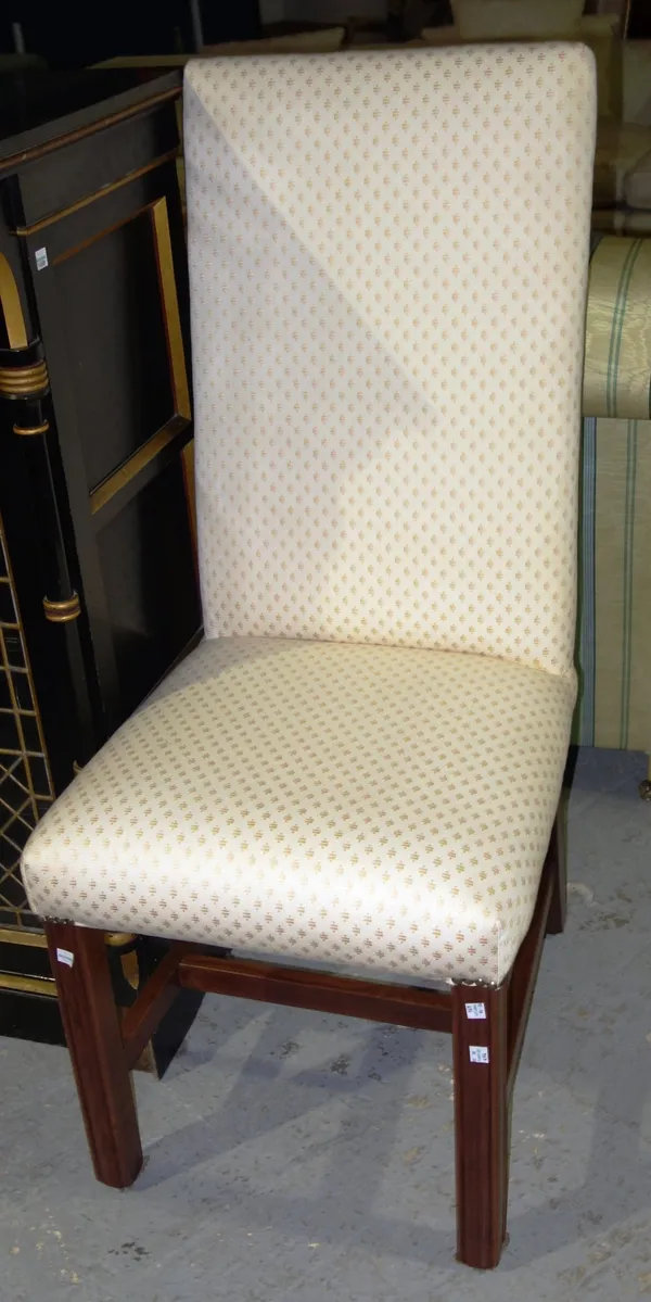 A pair of 20th century mahogany framed high back upholstered side chairs. (2)   J3