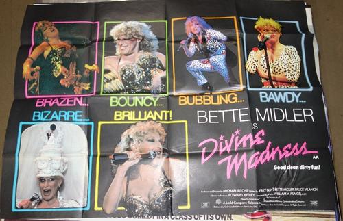 Film posters; A group of six comprising, 'Divine Madness', 'Animal House', 'Santa Claus', 'Little Shop of Horrors', 'Hope and Glory', and 'The Fly'. (