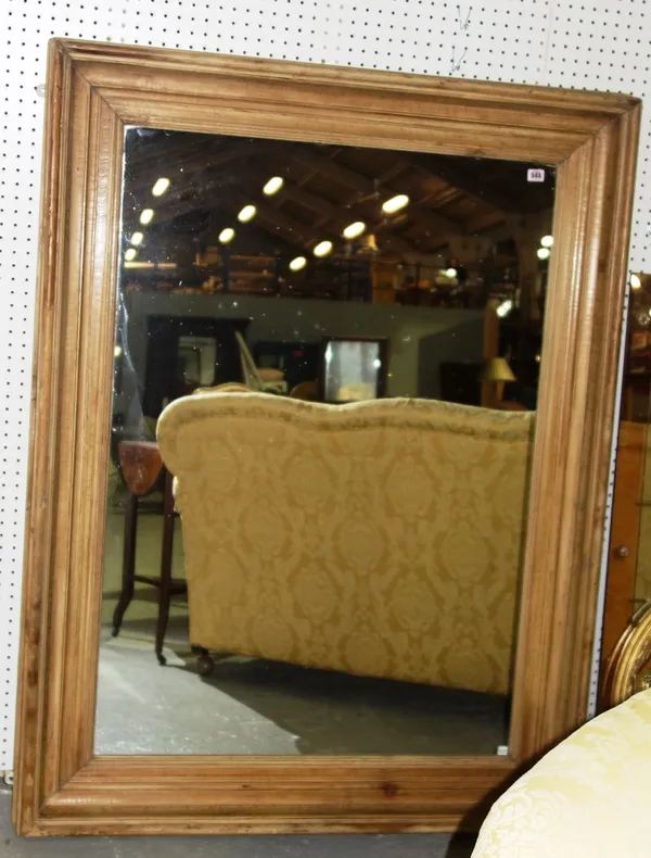 A large rectangular pine wall mirror, with moulded frame, 150cm wide x 114cm high.    A1