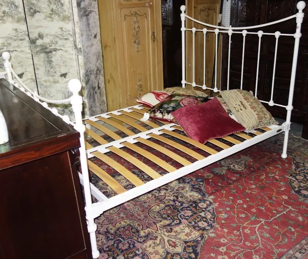 A 20th century Laura Ashley white painted metal double bed frame. K5