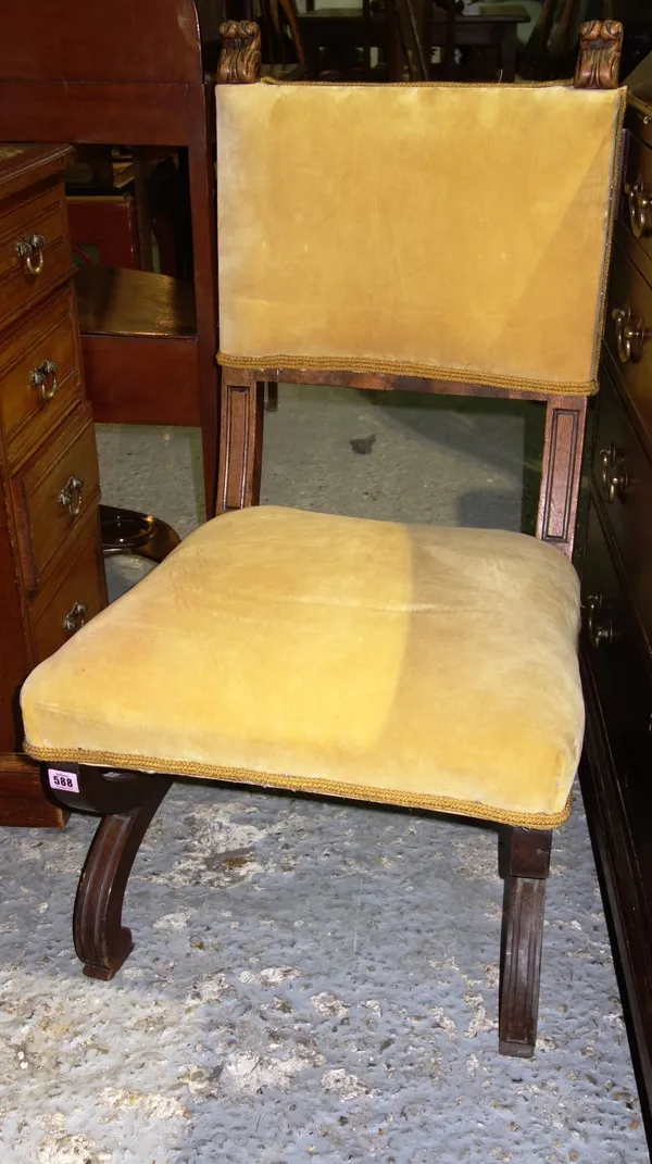 A 19th century walnut framed nursing chair.  I4