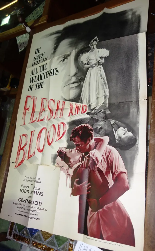 Film Posters; A Group of five comprising 'King of The Wild Stallions', 'Flesh & Blood', 'Once Before I Die', 'Duel On The Mississippi' and 'Hatari'. (