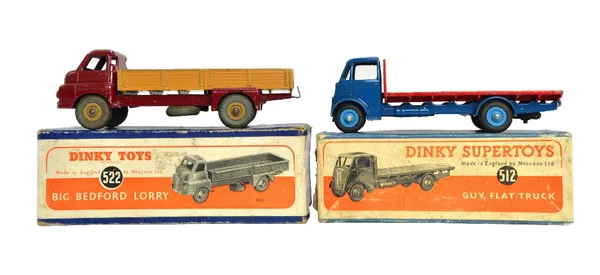 A Dinky 522 Big Bedford lorry, and a Dinky 512 Guy flat truck, both boxed (2).  Illustrated