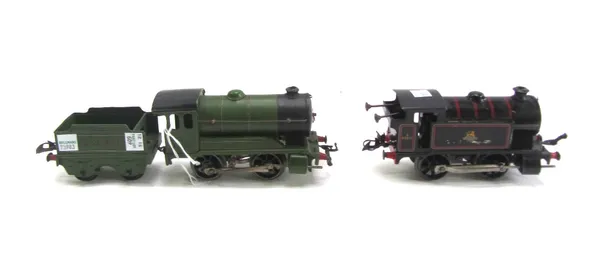 A Hornby Type 501 clockwork locomotive and tender; LNER 1842, and a Hornby series no.1 tank locomotive, no.463 LNER green, circa 1928 (2).