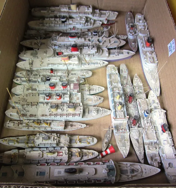 A quantity of miniature painted lead model ships, 20th century, including; L.D.Vinci M908, A. Doria, Pendennis Castle, Cripsholm, Campania and others,