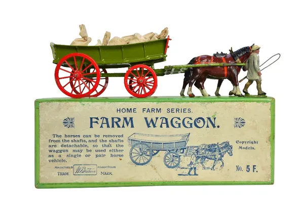 A Britains Farm Waggon no.5F, from the Home Farm Series, boxed, and a General Purpose Plough, no.6F, boxed (2).  Illustrated