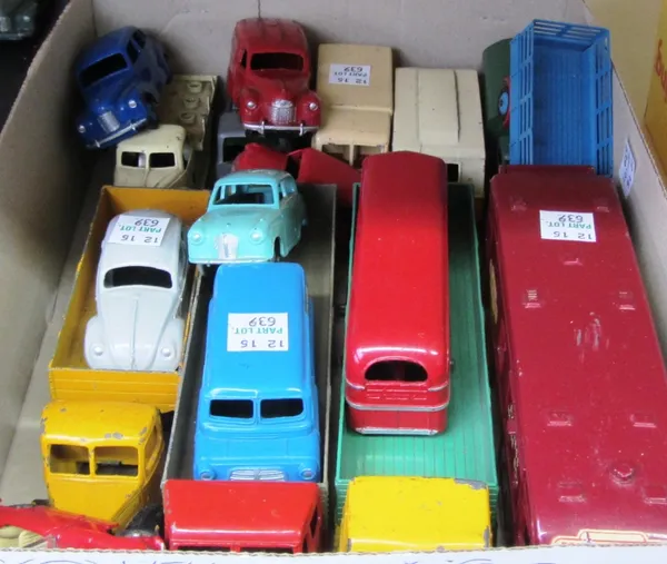 A quantity of Dinky die-cast vehicles, including; a Leyland Octopus, Bedford, a Foden, Horse box, 'Ovaltine' Bedford, a Leyland Royal Tiger bus and su