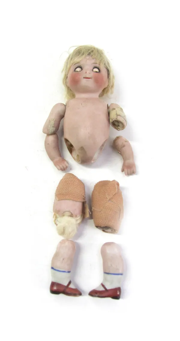 A bisque head googly eyed doll with sleep eyes, incised 'Germany' (a.f).