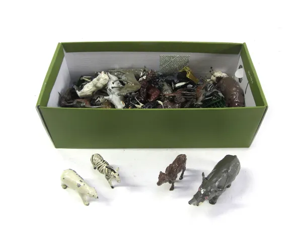 A quantity of Britains hollow cast lead animals and accessories from the Zoo range (qty).