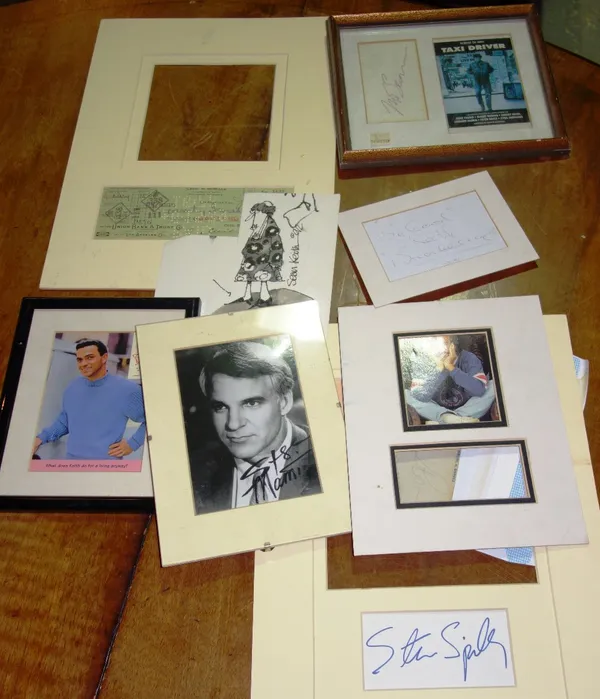A small group of photographs and autographs including Steven Spielberg, Martin Scorsese, Steve Martin and sundry. (qty) All potential purchasers shoul
