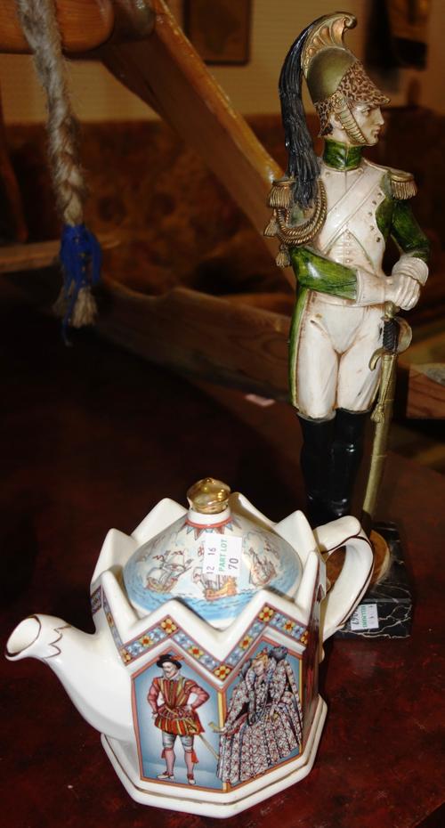 A quantity of painted military figures, late 20th century, lead and porcelain, 19th century military lithographic prints, cigarette cards and related