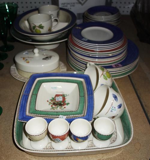 A Wedgwood 'Sarahs Garden' pattern part dinner and tea service together with a white and silver tea set.  S3M