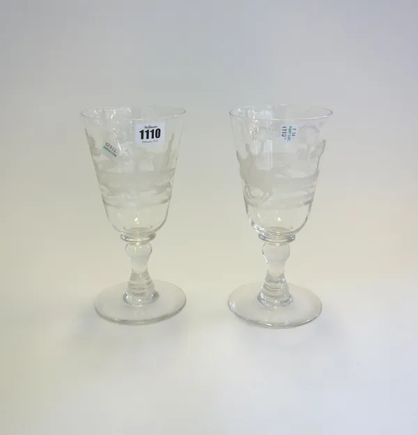 A quantity of glass wares, comprising; four Victorian oval cut glass sweetmeat dishes, two Georgian vases with later lids, two 20th century goblets wi