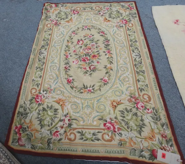 A floral tapestry panel of Aubusson design, 182cm x 117cm.