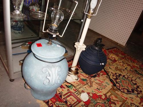 A group of three 20th century table lamps, including one in the form of a Corinthian column.