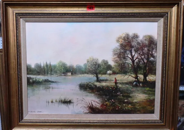 D. Stockton Smith (20th century), River landscape, oil on canvas, signed.