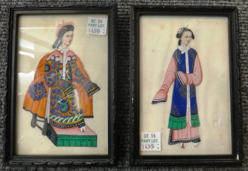 A group of thirty three Chinese small rice paper paintings , 19th century, each painted with a single figure, (a.f), largest 11.5cm. by 10cm., all fra