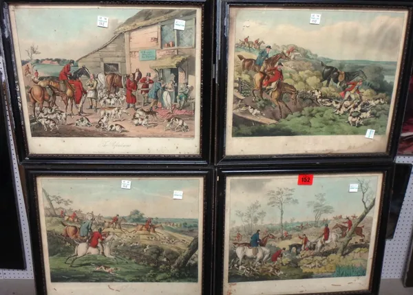 After Henry Alken, Hunting scenes, a set of seven aquatints with hand colouring, one unframed.(7)