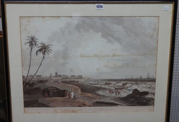 After Thomas Daniell, South East view of Fort St George, Madras; Part of the Black Town, Madras: Plate VII and VIII from Oriental Scenery, a pair of a