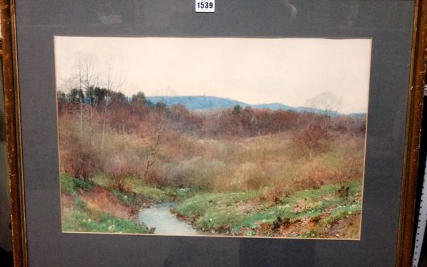 Harry Sutton Palmer (1854-1933), Leith Hill Tower from Ockley, watercolour, 35cm x 53cm.