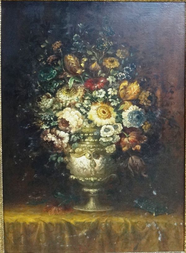 Dutch School (19th century), Flowerpieces, a pair, oil on canvas, each 112cm x 81cm.(2)