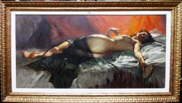 Durando Togo Richard (1910-?), Reclining nude, oil on canvas, signed, 58cm x 118cm.