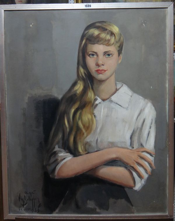 Aime van Belleghem (1922-1996), Portrait of a young girl, oil on canvas, signed, inscribed and dated '59, 88cm x 69cm. DDS