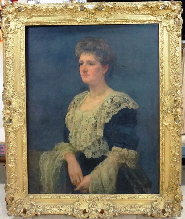 Philip Streatfeild (early 20th century), Portrait of a Mr Luke Hansard; Portrait of his wife, a pair, oil on canvas, both signed, one dated 1906, each